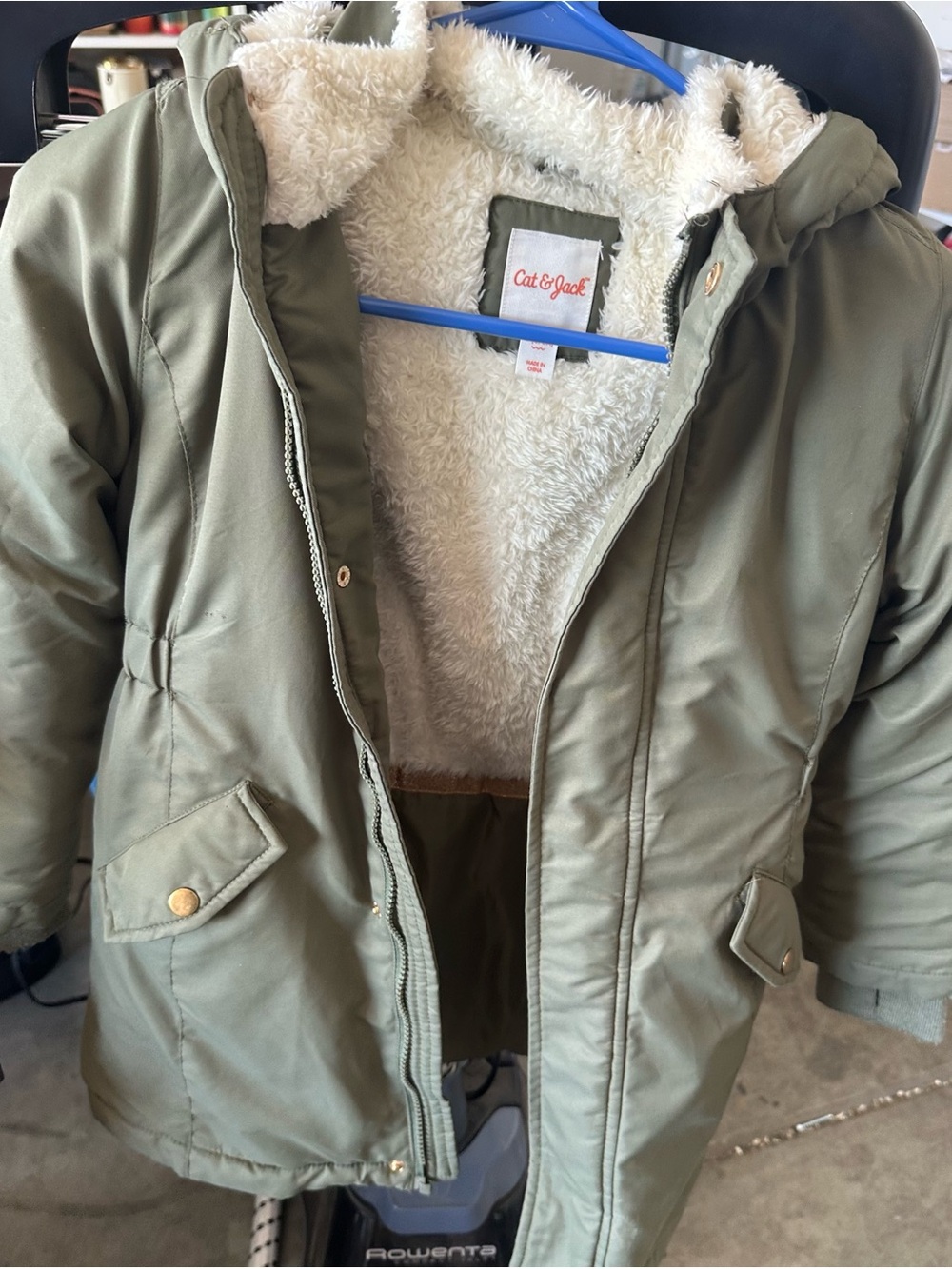 Cat & Jack Olive Green Hooded Sherpa Coat